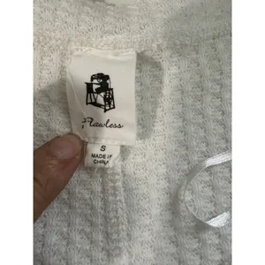 Flawless White Waffle Knit‎ V-Neck Oversized Long Sleeve Top WT8562UB Small thumbnail 3