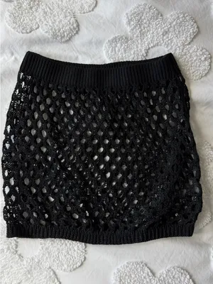 White Crochet Knit Mini Skirt thumbnail 2
