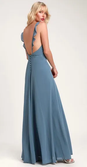 Lulus Slate Blue Maxi Formal Dress thumbnail 1