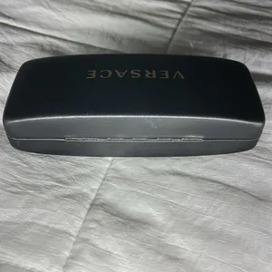 Versace Black‎ Faux Leather Glasses CASE ONLY Felt Lined Gold Lettering On Top thumbnail 8