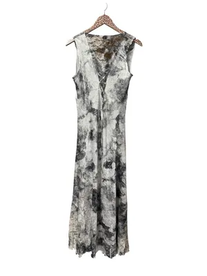 Komarov Lace-Up Back Charmeuse Sleeveless Maxi Dress Watercolor Floral Large thumbnail 5