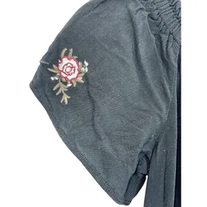 Abercrombie & Fitch Black Pink Green Floral Embroidered Mini Dress Womens Size M thumbnail 7
