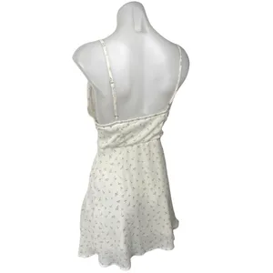 Princess Polly White Floral Sleeveless V Neck Button Front A Line Mini Dress 4 thumbnail 3