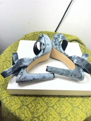 Madden Girl Gray Velvet Platform Ankle Strap Heels thumbnail 5