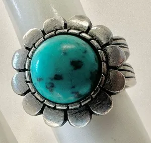 Premier Designs silver tone and turquoise blue Cabo ring thumbnail 1