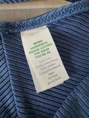 Aerie Blue Ribbed String Bikini Set XL thumbnail 6