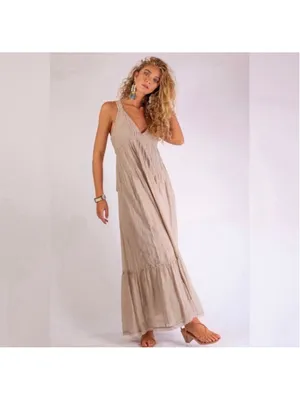 Free People Frankie Pintuck Maxi Dress Sand Women’s S Prairie Boho Western Lagen thumbnail 2