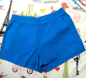 J.Crew 6 S Linen Blend Pull On Pocketed Short Shorts in Teal Blue thumbnail 1