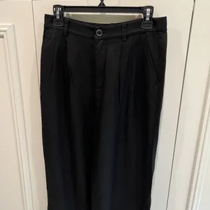 Loft Black Twill Wide Leg Pants Minimalist Career 100 % Lyocell Capsule Wardrobe thumbnail 2