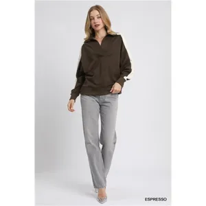 ✨NWT Umgee‎ Color Block Polo Sweatshirt thumbnail 5