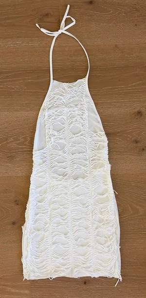 Shein Halter Tie Neck Backless Mini Dress Size S White thumbnail 1