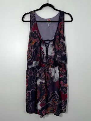 Free People Falling for Georgette Paisley Lace Up Mini Dress Purple Size Medium thumbnail 2