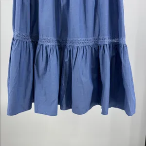 Francesca's Collections Blue Maxi Skirt Lace Accent western boho country cottage thumbnail 5