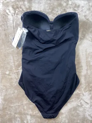 Anne Cole Black Twist-Front Bandeau One-Piece Swimsuit thumbnail 3