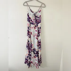 Revolve NWT- SOMEDAYS Lovin Lonely Ivory Floral Print Side Slit MaxiDress size xs thumbnail 10
