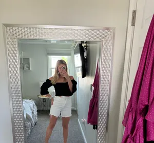 Agolde White Criss Cross Jean Shorts thumbnail 13
