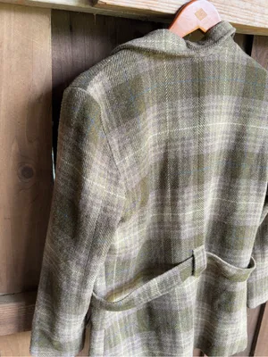 VTG Old Navy Wool Blend Olive and Teal Plaid Jacket thumbnail 5