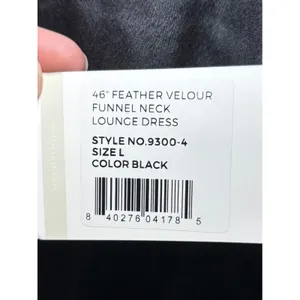 Softies NWT Feather Velour Funnel Neck Lounge Dress‎ Black Size Large thumbnail 4