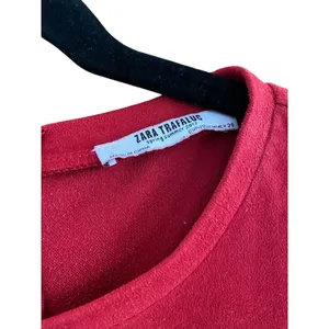 Zara Faux Suede Red Short Sleeve Dress Size Medium thumbnail 4