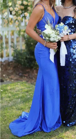 Sherri Hill Prom Dress Blue thumbnail 1