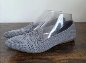 Gray Knit Pointed Toe Ballet Flat Shoes Slip On Preppy Comfy Office School 6 thumbnail 1