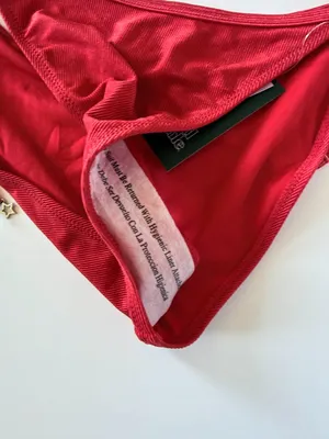 NWT Wild Fable Shiny Star Charm Side Tie String Bikini Bottom Red Small 4-6 thumbnail 2