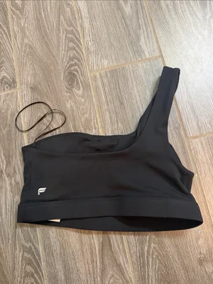 Fabletics Asymmetric One-Shoulder Black padded sports bra EUC size small thumbnail 2