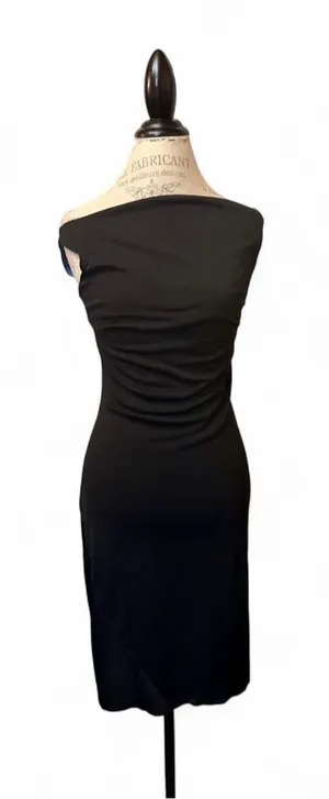 Express Black Draped Pencil Midi Dress Sz 5/6 thumbnail 1