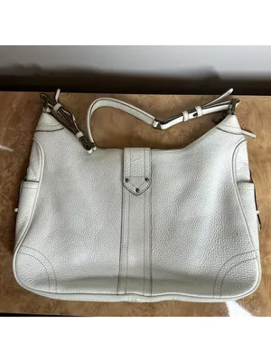 Banana Republic White Pebbled Leather Hobo Shoulder Bag Y2K Boho Buckle Purse thumbnail 4