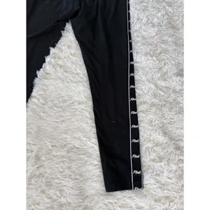 PINK Victoria's Secret Athleisure Leggings Black Side Logo Blue Waistband‎ thumbnail 5