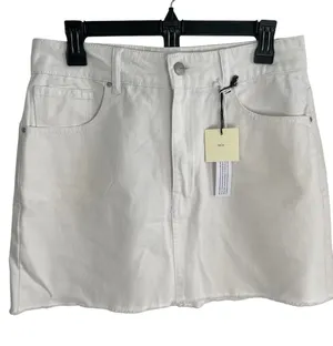 tgla Francesca's White Denim Mini Skirt Frayed Hem Five Pocket Size Medium new thumbnail 1