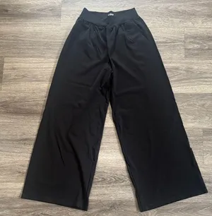 OQQ Black Wide-Leg Pants Medium High Rise Casual Flare thumbnail 1