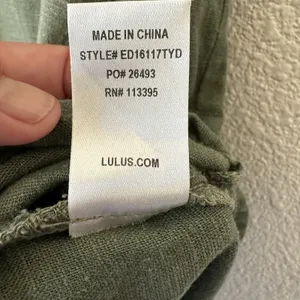 Lulu’s Olive Green Lace-Up Utility Mini Shirt Dress Short Sleeve Size Large thumbnail 8