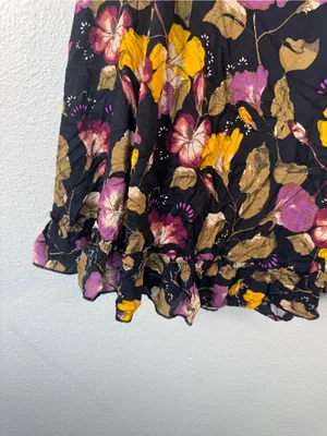 Free People Black Floral Mini Slip Dress Womens M Lattice Lovers Boho Casual thumbnail 10