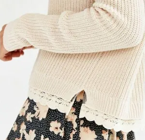 Kimchi Blue Cropped Crochet Trim Sweater thumbnail 2