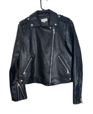 Ann Taylor Black Vegan Leather Edgy Moto Jacket NWT Women Sz XS thumbnail 1