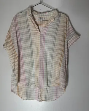 Madewell‎ Lakeline Popover Shirt Rainbow Ombre Plaid Womens Small thumbnail 1