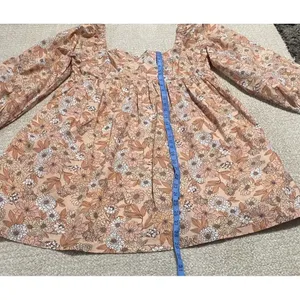 J.CREW Floral Square Neck Puff Long Sleeve Smocked Mini Dress 100% Cotton L thumbnail 3