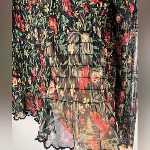Free people Hello There Smocked Crop Top floral mesh size large thumbnail 5