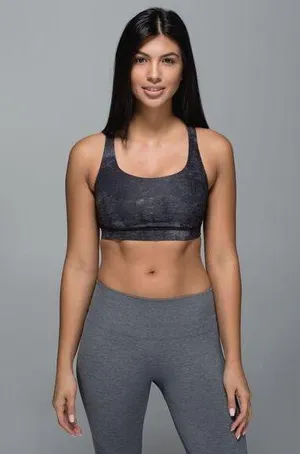 Lululemon Energy Sports Bra Criss Cross Back Yoga Sequin Snake Slate Black 4 thumbnail 1