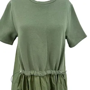 Anthropologie Pilcro Sweatshirt Twofer Mini‎ Dress Short-Sleeve Moss Green Small thumbnail 5