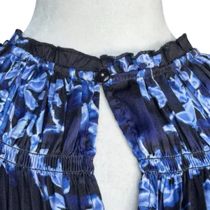 French Connection Blue Floral Smocked Keyhole Front Boho‎ Mini Dress Size Small thumbnail 6