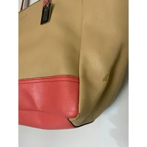 COACH Large Tan Orange Leather Tote/ Shoulder Bag thumbnail 9