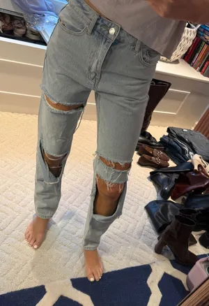 Adika Light Wash Extreme Ripped Distressed Jeans Size Small NWOT thumbnail 1