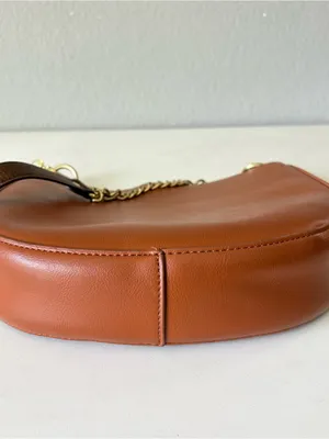 Anthropologie Brown Hobo Bag Triple 7 Modern Moon Shoulder Crossbody Bag Tote thumbnail 4