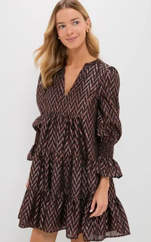Tuckernuck Pomander Place Kenzo Long Sleeve Mini Dress in Metallic Ikat Medium thumbnail 1