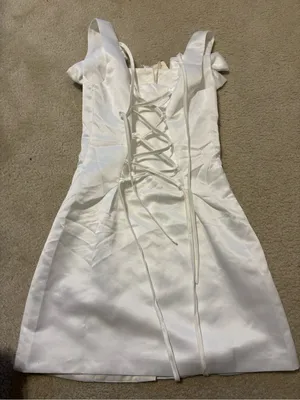 Peppermayo White Bow-Shoulder Button Mini Dress thumbnail 5