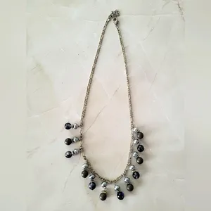 Vintage Blue Dangle Beaded Necklace Choker thumbnail 4