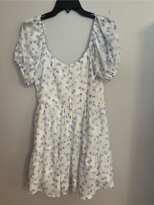 Altar’d State Kailani‎ white and blue floral mini dress - Medium thumbnail 2