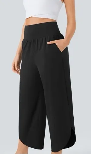 NWT Halara Breezeful™ High Waisted Tummy Control Hem Quick Dry Pants black xs thumbnail 1